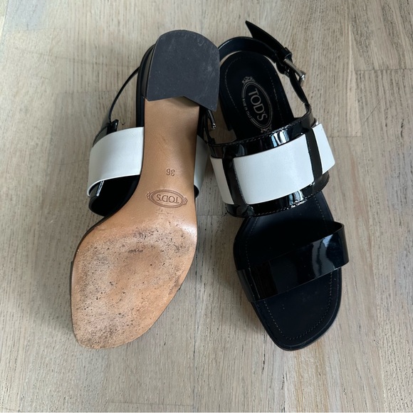 Tod’s Black & White Block Heel Sandal 36 - Picture 10 of 11